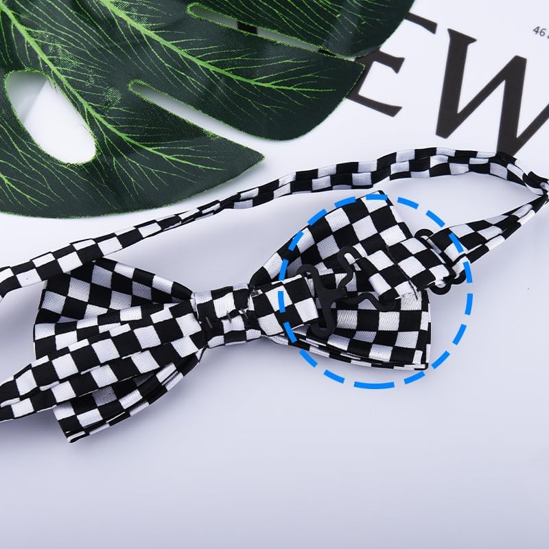 Sdopbinbin Checkered Bow Tie for Men Leopard Bowtie for Mens Dogs Cats Bowtie Cosplay Halloween Bow Ties for Men Women - Image 3
